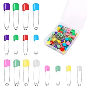 50x Head Safety Pins Locking Hold Clip Dress Cloth Nappy Diaper Craft Pins - Picture 1 of 11