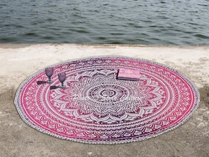 Bohemian Mandala Round Beach Tapestry Hippie Yoga Mat Towel Indian Blanket Throw - Picture 1 of 3