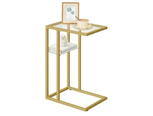 HOOBRO C Sharped End Table, Small Side Table For Couch And Bed, Tempered Glass  - Picture 1 of 5