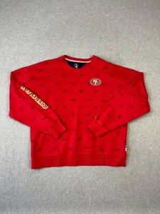 San Francisco 49ers Sweatshirt Men L Red NFL Tommy Hilfiger Long Sleeve Crew AOP - Picture 1 of 10