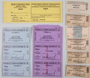 FAIRCHILD & NORTHEASTERN RAILWAY CO. UNUSED 9 TICKET LOT FAIRCHILD WISCONSIN RR - Picture 1 of 4