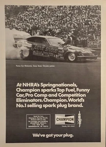1974 Champion Zündkerze Print Werbung Gene Snow NHRA Champion Funny Car - Bild 1 von 1