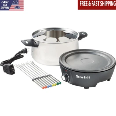 Electric Fondue Set 12 Piece Safe Cooking Stainless Steel Temperature Control US - Image 1 of 4