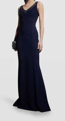 $1090 Chiara Boni 女式蓝色 Semiramis 无袖镶嵌礼服连衣裙 48/12 码 — 第 1/4 张图片