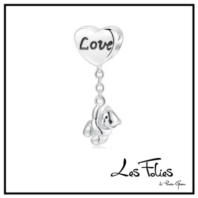 Charm Orsetto con cuore in argento 925 - Les Folies - Immagine 1 di 4