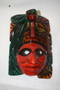 Kleine handgeschnitzte handbemalte Maya Maske aus Guatemala # 8 - Bild 1 von 3