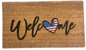 Poupées Maison Tapis D'Accueil USA Cœur Drapeau Entrée Véranda Porte Marche Sol - Photo 1/8