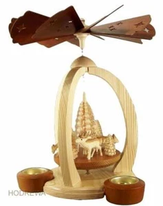 Pyramide Rehe mit Teelicht und Kerze 28cm NEU Tischpyramide Erzgebirge Holz - Bild 1 von 1