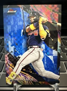 2024 TOPPS FINEST RONALD ACUNA JR. BLUE CHECKERBOARD /75 SP! #195 - Picture 1 of 2