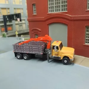 1/87 HO Scale Custom Built International 4700 Dual Axle Rackbody Boom Truck - Picture 1 of 8