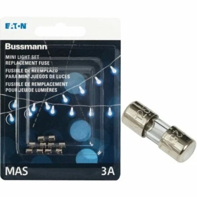 Mini fusible de luz de vidrio para vacaciones Bussmann Strand Saver 3A (paquete de 5) BP/MAS-3A Foto 1 de 3