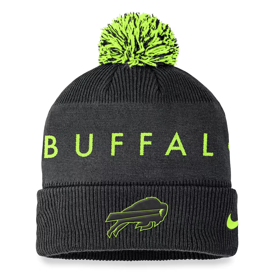 Nuevo gorro tejido con puños Buffalo Bills Nike Volt con pompón NFL verde neón para hombre Foto 1 de 2