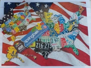 SPRINGBOK Puzzle USA STATE LICENSE PLATES Family Jigsaw 400 Pieces Small Big FUN - Picture 1 of 8