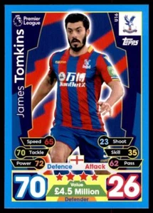 Match Attax 2017-18 EXTRA James Tomkins Crystal Palace Squad Updates No. U16 - Picture 1 of 2