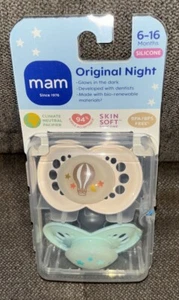 MAM Original Night🌙2-Pk Glow In The Dark Pacifiers Sterilizing Case{6-16Months} - Picture 1 of 12