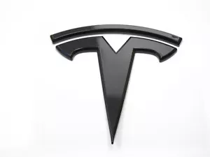 3D Tesla Model S Rear Trunk Lid Emblem T Badge CURVED 3.5" x 3.5" Gloss Black - Bild 1 von 6