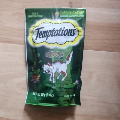 Espeluznante hierba gatera tentaciones golosina para gatos sabor hierba gatera feliz 3 oz 3 piezas Foto 1 de 3