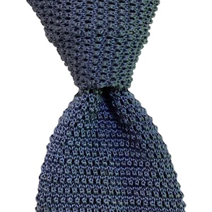 HUGO BOSS Men's 100% Silk SQUARE END Necktie Skinny Designer SOLID Blue EUC Rare - Picture 1 of 3