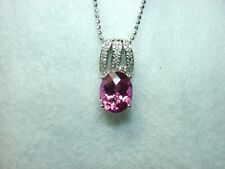 14k W Gold Pink Totaz Pendant 3.15 ct  10x8 mm( Closed Store)SK-4BHS