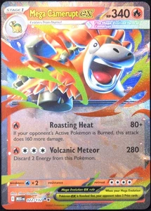 Pokemon Juego de Cartas Coleccionables Mega Camerupt ex 022/132 2025 Mega Evolución Doble Tarjeta Rara - Casi Nuevo - Imagen 1 de 7