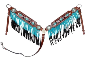 Juego de tachuelas de caballo de cuero occidental hechas a mano CBU con cuentas cabecera conjunto de cuello de pecho - Imagen 1 de 4