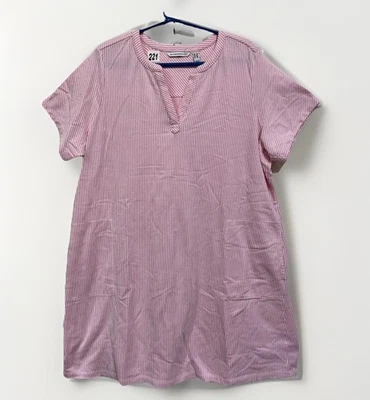 Camisón para mujer 2XL Isaac Mizrahi Live a rayas rosa manga corta Foto 1 de 4