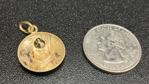 Vintage 14K Gelbgold Sombrero Hut Charm Anhänger, STP 14K, 2,6 Gramm kostenloser Versand - Bild 1 von 5