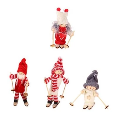  12 piezas Adornos de madera para muñecas de esquí Navidad Estatuilla de madera Árbol Colgante  Foto 1 de 4