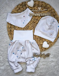 Handmade Bio Jersey Newborn Set "Diamond" Gr. 50/56 mit Mütze Und Tuch - Bild 1 von 2