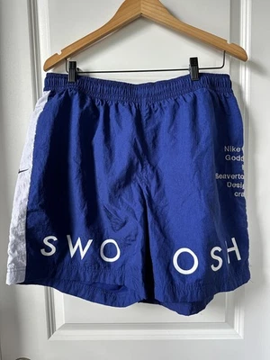 Nike Shorts Mens XL Blue White Swoosh Beaverton Embroidered Athletic Nylon - Image 1 of 4