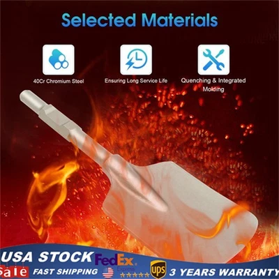 US Jack Hammer Clay Spade Shovel Chisel Bit 1-1/8" Hex Shank Demolition Hammer - Image 1 of 4