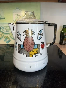 VTG MCM Georges Briard Enamelware Percolator 10” Coffee Pot Pineapple 1950s - Picture 1 of 12