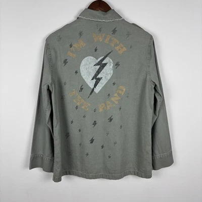 Chaqueta Chamarra Comida Chatarra Mujer Verde Mediana I’m With The Band Grunge Flecos M Foto 1 de 4