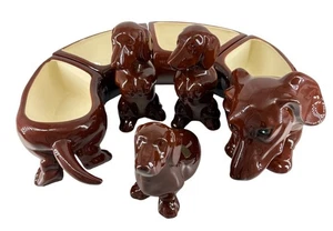 7 Pc. -  Rare Vtg Marston California Dachshund Weiner Dog Serving Candy Dish - Picture 1 of 20