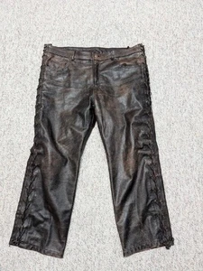 Pantalones MOTOCICLETA vintage PATINA cuero de vaca 40x30 marrón Western jeans - Imagen 1 de 9