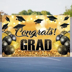 Bachelor Hat Graduation Season Background Happy Graduation Banner Photo Booth - Picture 1 of 7
