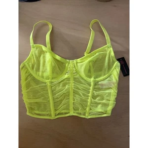 Neu No Boundaries Damen-Bustier mit Rüschen transparent Bügel limettengelb grün Small  - Bild 1 von 4