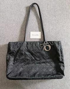 Borsa Christian Dior nera Cannage Trotter tela Lady Dior - Foto 1 di 11