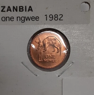 1982 Zambia One Ngwee Copper Clad Steel Coin  Uncirculated - Image 1 of 2