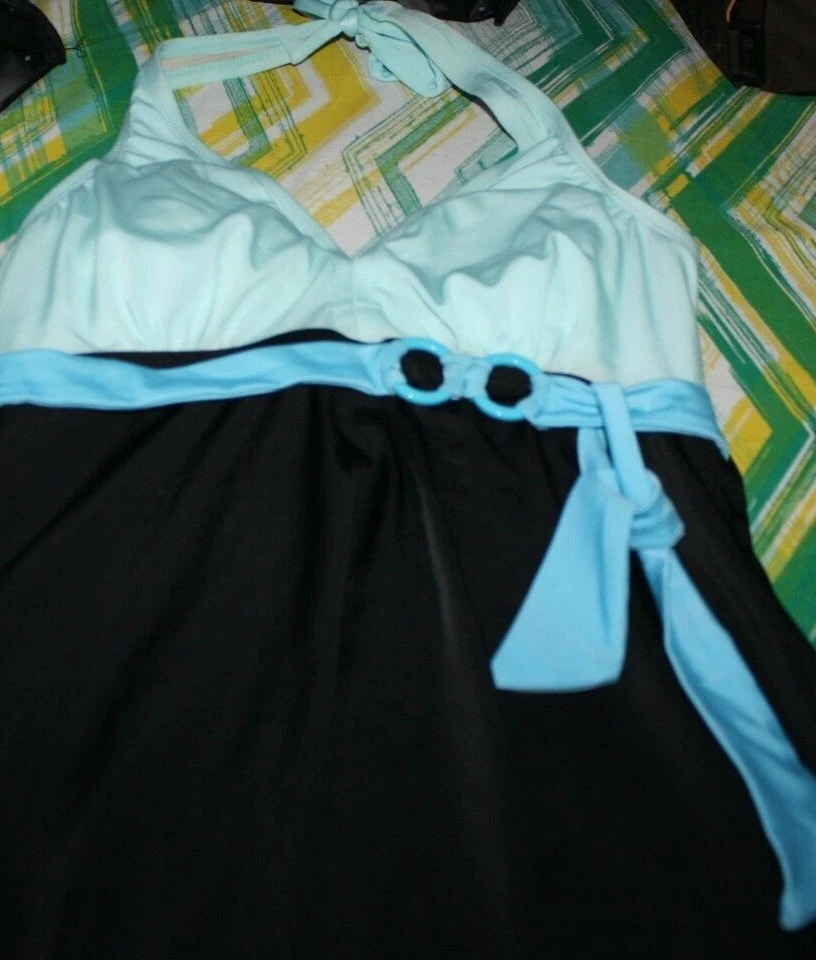 New Fashion Bug Swimsuit Womens size 8 Blue One-Piece Blue Black Retail $54 -R-9 - Image 1 of 4