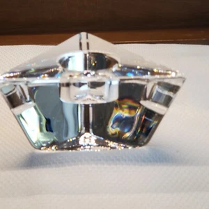 Orrefors TRIANGLE Crystal Votive Tealight Candle Holder Martti Rytkonen Sweden - Picture 1 of 9