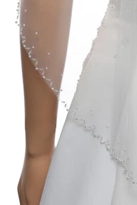 Velo de borde de cuentas de cristal perla ondulada de 1 T 1 capa para ducha nupcial boda fiesta - Imagen 1 de 8