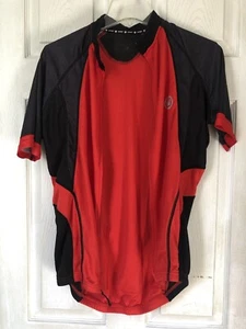 Maglia ciclismo Canari top rosso nero taglio zip intera # 13982 taglia large - Foto 1 di 12