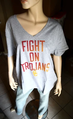 Women's Gray USC Trojans Campus Short Sleeve V-Neck T-Shirt Multiple Sizes NWT - Image 1 of 4