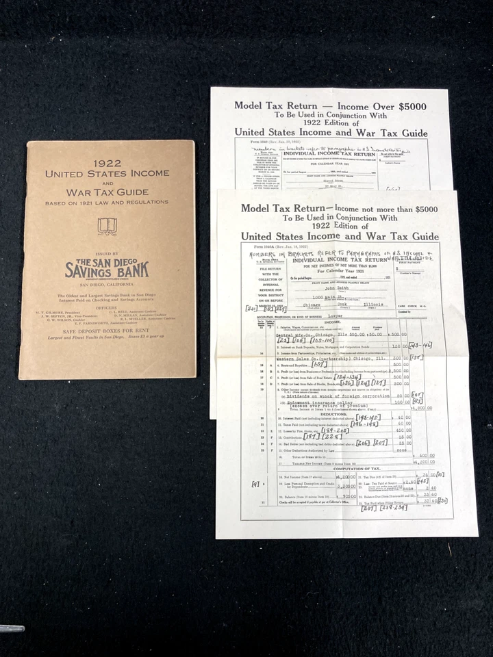 1922 UNITED STATES INCOME AND WAR TAX GUIDE BY KIXMILLER & BAAR, SAN DIEGO BANK - Image 1 of 4