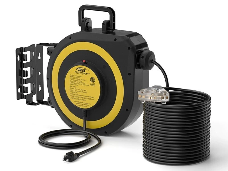 50FT Heavy Duty Retractable Extension Cord Reel, 14AWG/3C 1625W，180° Swivel Brac - Image 1 of 4