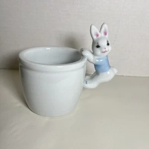 Taza maceta conejo antropomórfico decoración cerámica - Imagen 1 de 3
