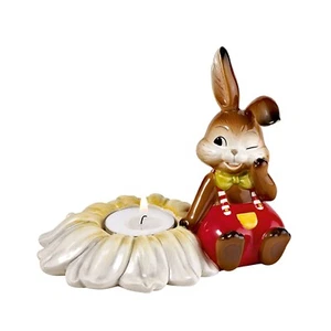 Goebel Ostern Hase "Teelichthalter mit Margerite" farbigem Duft-Teelicht 2010 - Bild 1 von 6