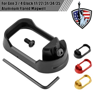 Flared Magwell For Gen 3 / Gen 4 Glock 17, 22, 31, 34, 35 Anodized Aluminum 1PCS - Picture 1 of 16
