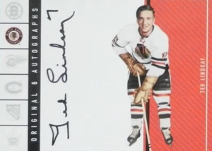 02-03 parkhurst original six base ted lindsay chicago blackhawks autograph auto - Picture 1 of 2